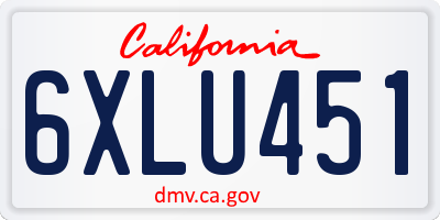 CA license plate 6XLU451