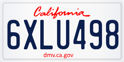CA license plate 6XLU498