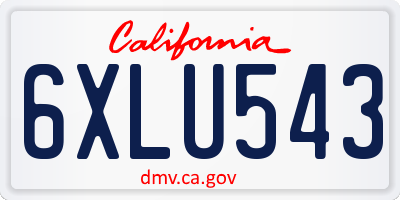 CA license plate 6XLU543