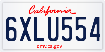 CA license plate 6XLU554