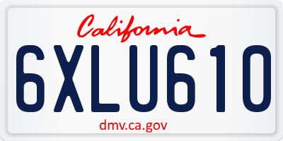 CA license plate 6XLU610
