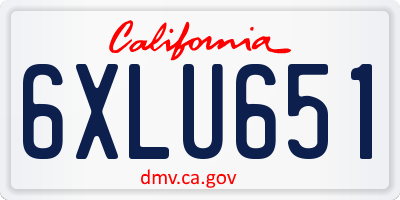 CA license plate 6XLU651