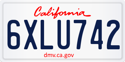 CA license plate 6XLU742