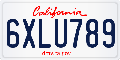 CA license plate 6XLU789