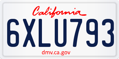 CA license plate 6XLU793
