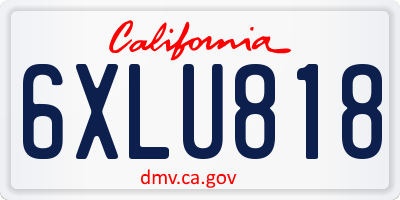 CA license plate 6XLU818