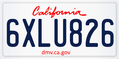 CA license plate 6XLU826