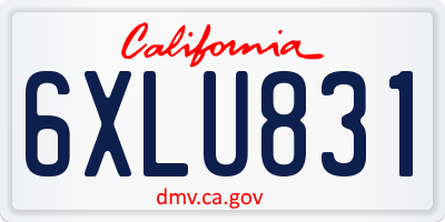 CA license plate 6XLU831