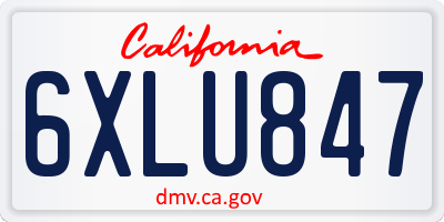 CA license plate 6XLU847