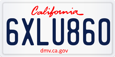 CA license plate 6XLU860
