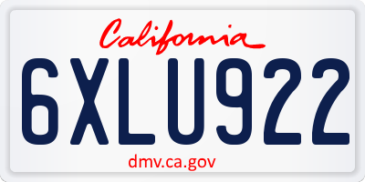 CA license plate 6XLU922