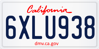 CA license plate 6XLU938
