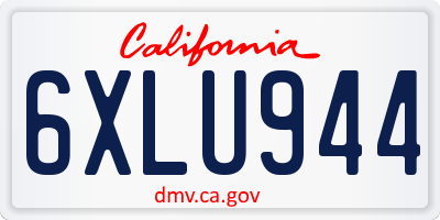 CA license plate 6XLU944