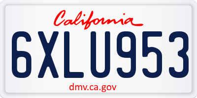 CA license plate 6XLU953