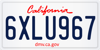 CA license plate 6XLU967