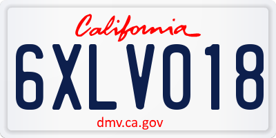 CA license plate 6XLV018
