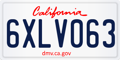 CA license plate 6XLV063