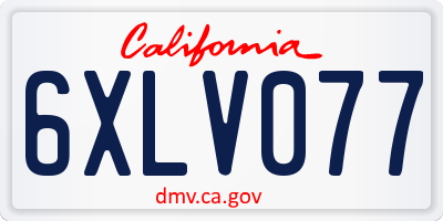 CA license plate 6XLV077