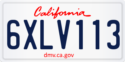 CA license plate 6XLV113