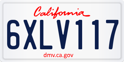 CA license plate 6XLV117
