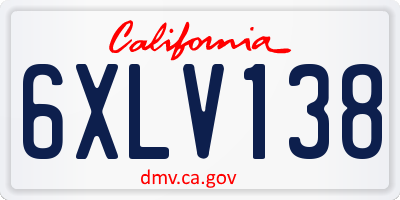 CA license plate 6XLV138