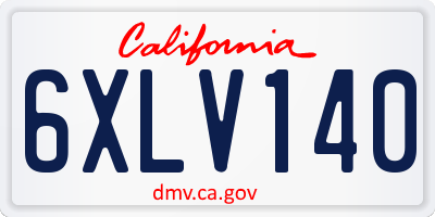 CA license plate 6XLV140