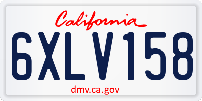CA license plate 6XLV158