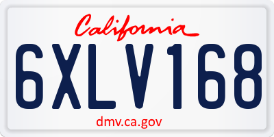 CA license plate 6XLV168