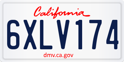 CA license plate 6XLV174