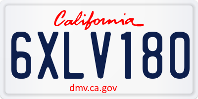CA license plate 6XLV180