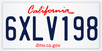 CA license plate 6XLV198
