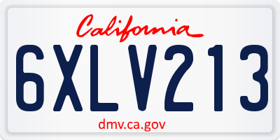 CA license plate 6XLV213
