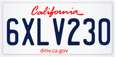 CA license plate 6XLV230