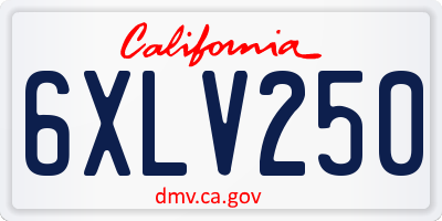 CA license plate 6XLV250