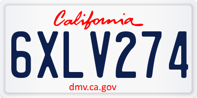 CA license plate 6XLV274