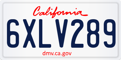 CA license plate 6XLV289