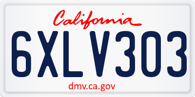 CA license plate 6XLV303