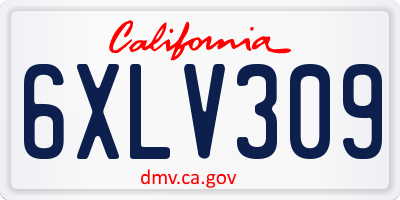 CA license plate 6XLV309