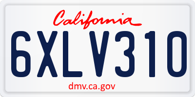 CA license plate 6XLV310