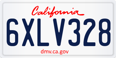 CA license plate 6XLV328