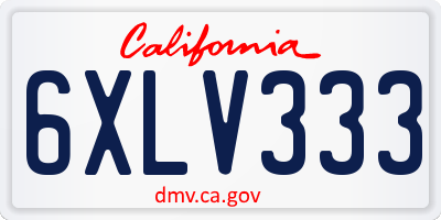 CA license plate 6XLV333