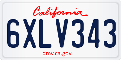 CA license plate 6XLV343
