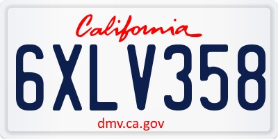 CA license plate 6XLV358
