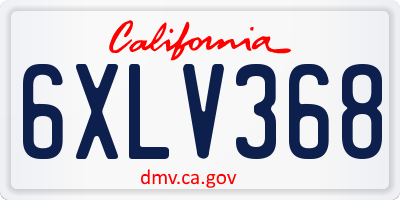 CA license plate 6XLV368