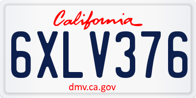CA license plate 6XLV376