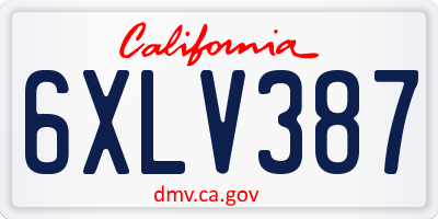 CA license plate 6XLV387