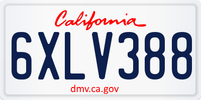 CA license plate 6XLV388