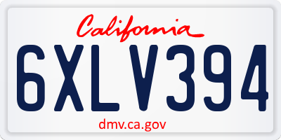 CA license plate 6XLV394