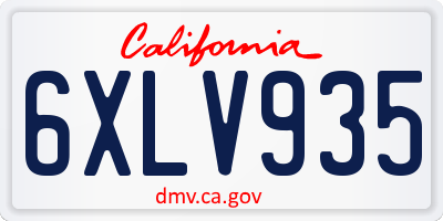 CA license plate 6XLV935