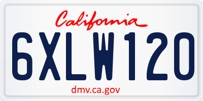 CA license plate 6XLW120